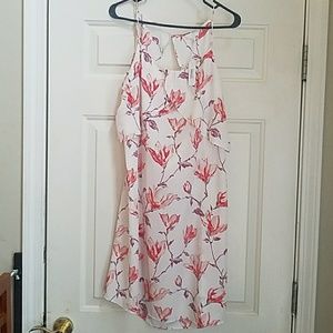 White/pink floral spaghetti strap sun dress